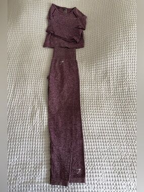 Gymshark Vital Seamless Maroon Workout Set with Subtle Logo